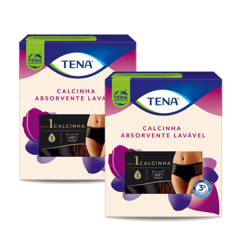 KIT 2  CALCINHAS ABSORVENTE LAVÁVEL TENA - PRETA