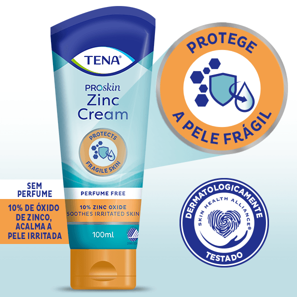 TENA Dermacare Creme de Zinco | Cuidado Diário - Tena