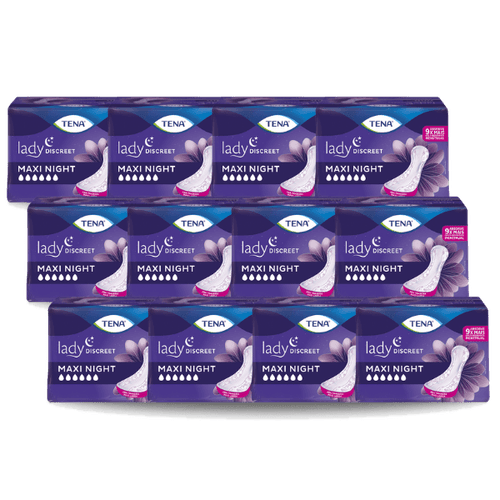 CAIXA COM 12 PACOTES DE ABSORVENTE TENA LADY DISCREET MAXI NIGHT