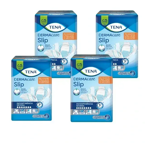 KIT 4 PACORES FRALDA TENA DERMACARE SLIP