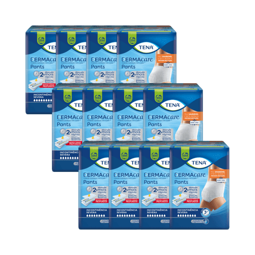 CAIXA COM 12 PACOTES DE TENA PANTS DERMACARE