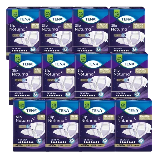 CAIXA COM 12 PACOTES DE FRALDA TENA SLIP NOTURNA