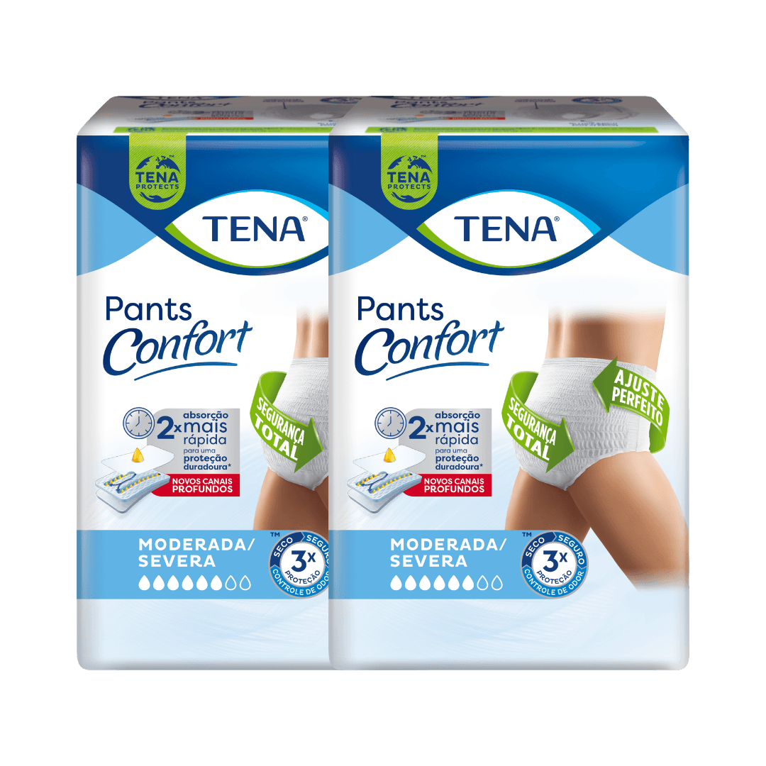 ROUPA ÍNTIMA TENA PANTS CONFORT KIT COM 64 UNIDADES